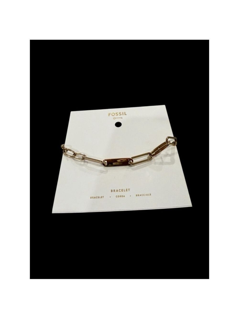 NWT Fossil Paperclip Link Bracelet Gold-Tone | Size OS | JAB54AST21